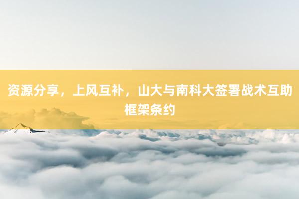 资源分享，上风互补，山大与南科大签署战术互助框架条约