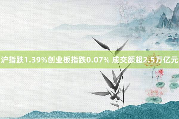 沪指跌1.39%创业板指跌0.07% 成交额超2.5万亿元