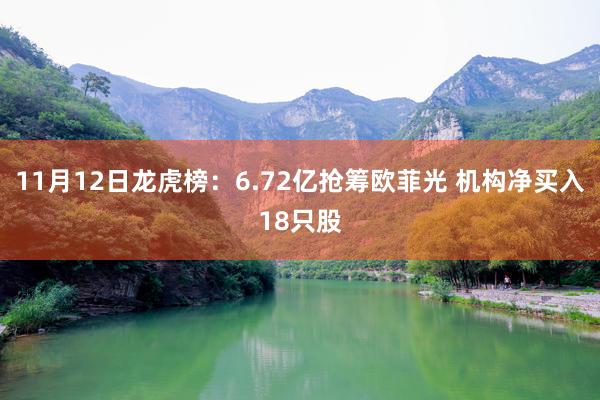 11月12日龙虎榜:6.72亿抢筹欧菲光 机构净买入18只股