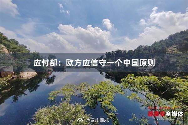 应付部：欧方应信守一个中国原则